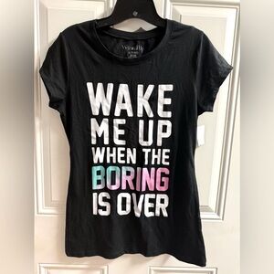 Wound Up Black T-Shirt Lg(11-13) (with writing on the front)